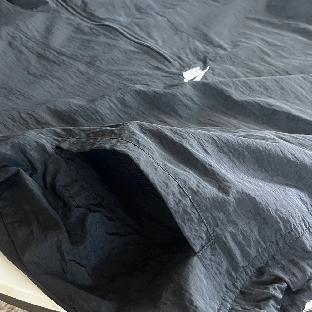 Nike Half-Zip Pullover Jacket Medium Black White Gray Windbreaker Synch Waist - Picture 10 of 16